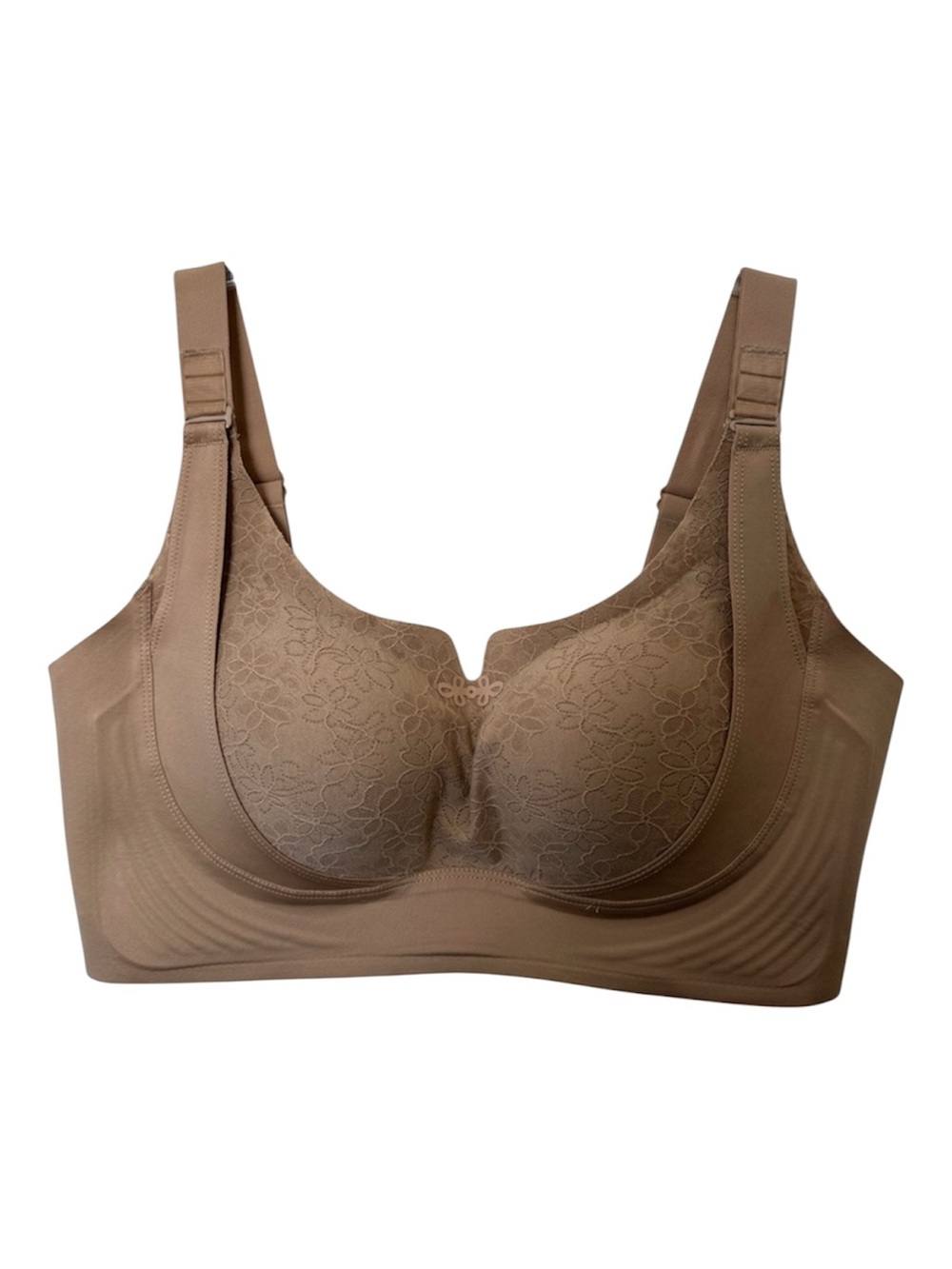 Everyday Wireless Support Bra with Floral Lace Detail in Tan